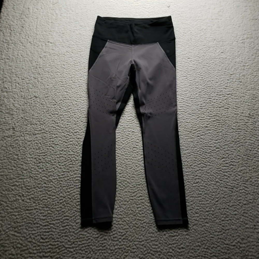 Athleta Leggings Womens Small Black Gray Colorblock High Rise Ankle Stretch